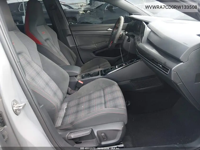 2024 Volkswagen Golf Gti 2.0T Se VIN: WVWRA7CD0RW133508 Lot: 45312172