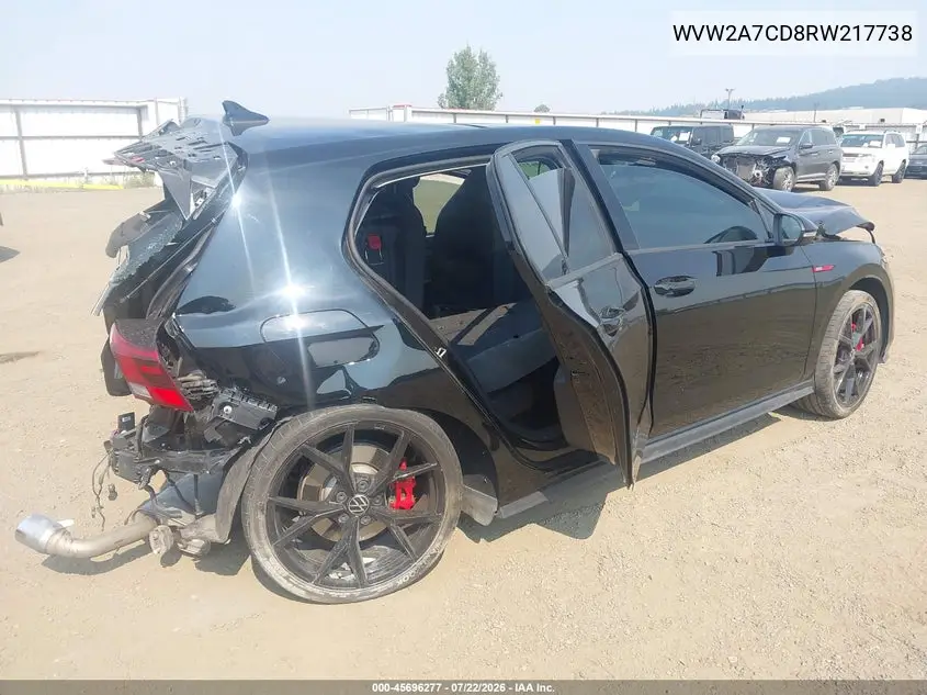 2024 Volkswagen Golf Gti 2.0T 380 Se VIN: WVW2A7CD8RW217738 Lot: 45696277