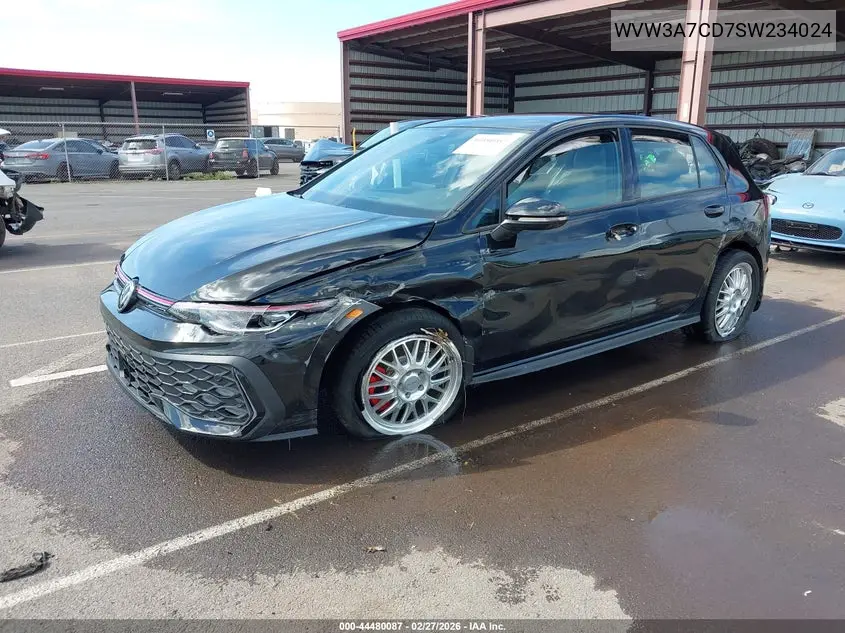 2025 Volkswagen Golf Gti 2.0T Se VIN: WVW3A7CD7SW234024 Lot: 44480087