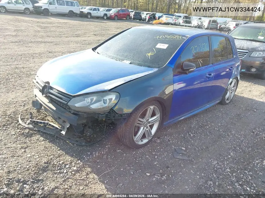 2012 Volkswagen Golf R 4-Door VIN: WVWPF7AJ1CW334424 Lot: 44985284