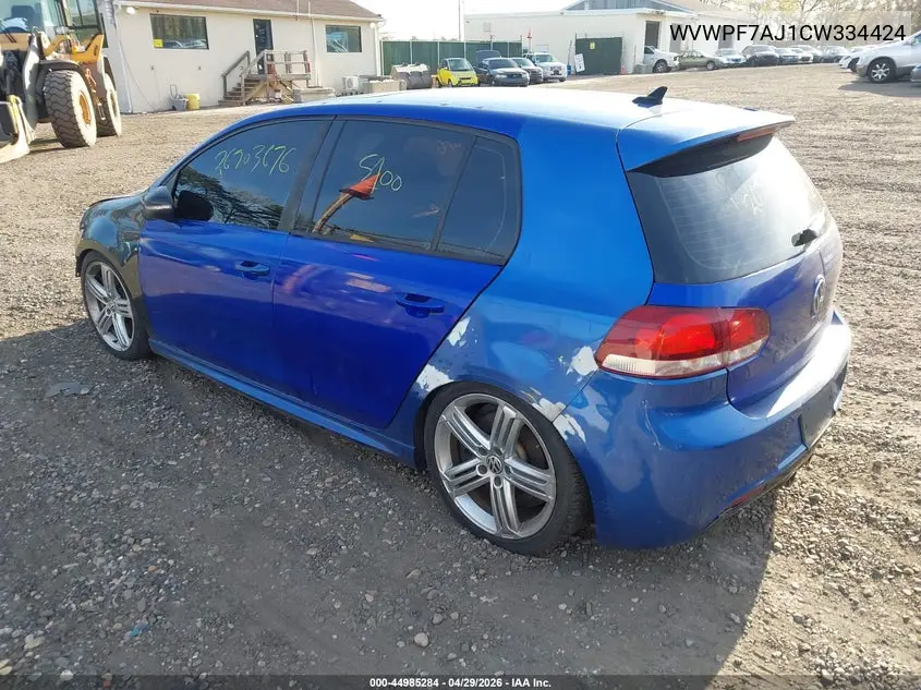 2012 Volkswagen Golf R 4-Door VIN: WVWPF7AJ1CW334424 Lot: 44985284