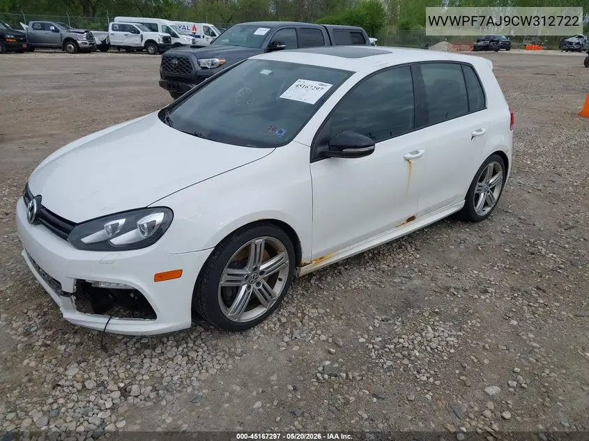 2012 Volkswagen Golf R 4-Door VIN: WVWPF7AJ9CW312722 Lot: 45167297