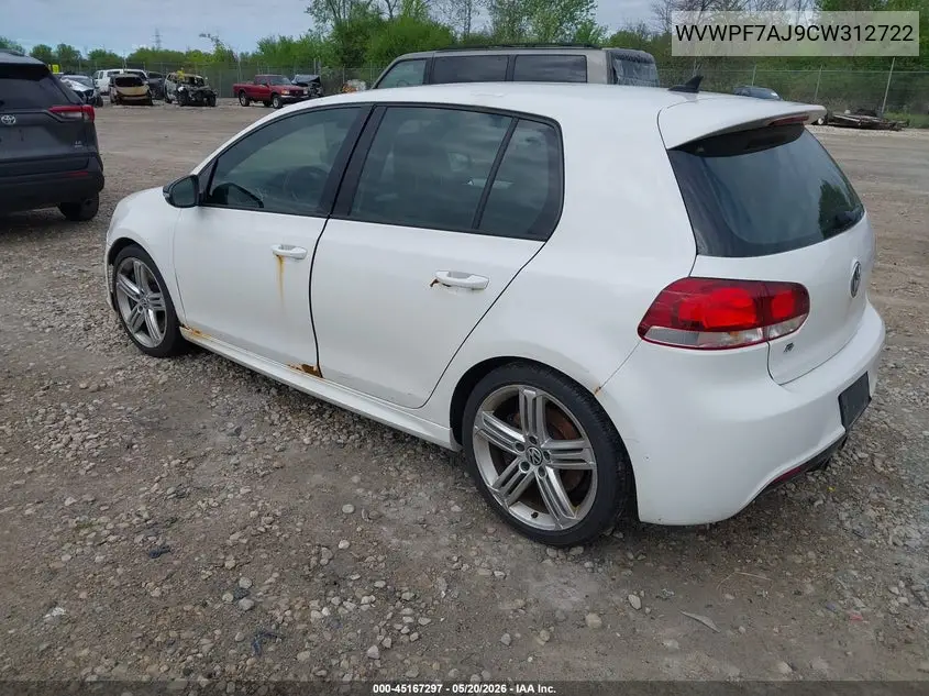 2012 Volkswagen Golf R 4-Door VIN: WVWPF7AJ9CW312722 Lot: 45167297