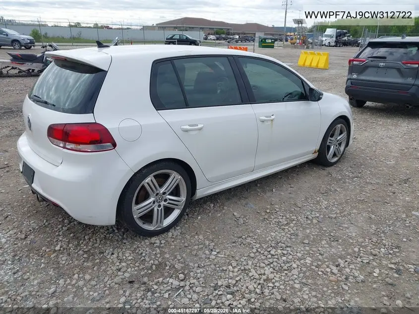 2012 Volkswagen Golf R 4-Door VIN: WVWPF7AJ9CW312722 Lot: 45167297