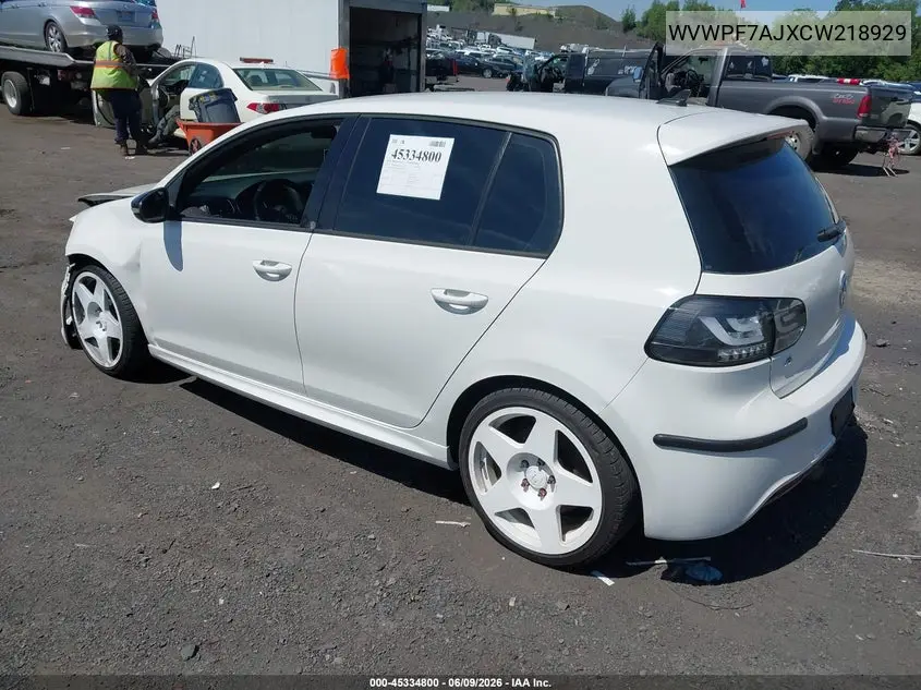 2012 Volkswagen Golf R 4-Door VIN: WVWPF7AJXCW218929 Lot: 45334800