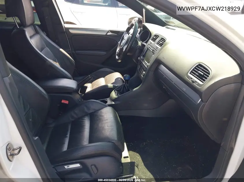 2012 Volkswagen Golf R 4-Door VIN: WVWPF7AJXCW218929 Lot: 45334800
