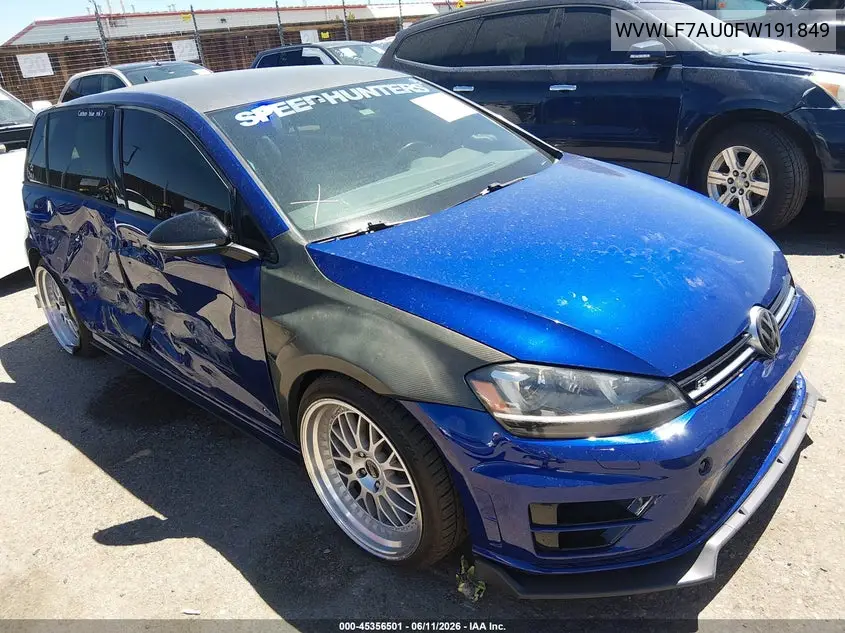 2015 Volkswagen Golf R 4-Door VIN: WVWLF7AU0FW191849 Lot: 45356501