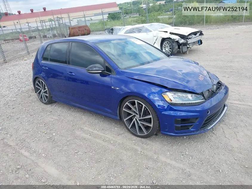2015 Volkswagen Golf R 4-Door VIN: WVWLF7AU9FW252194 Lot: 45463793