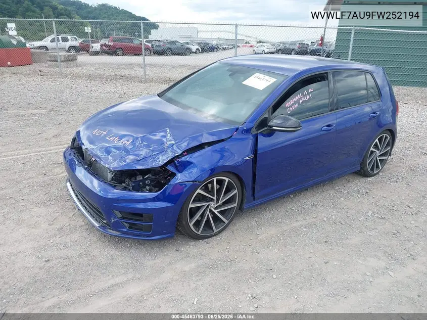 2015 Volkswagen Golf R 4-Door VIN: WVWLF7AU9FW252194 Lot: 45463793