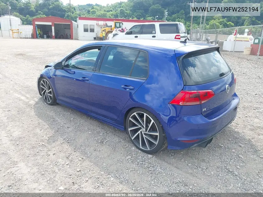 2015 Volkswagen Golf R 4-Door VIN: WVWLF7AU9FW252194 Lot: 45463793