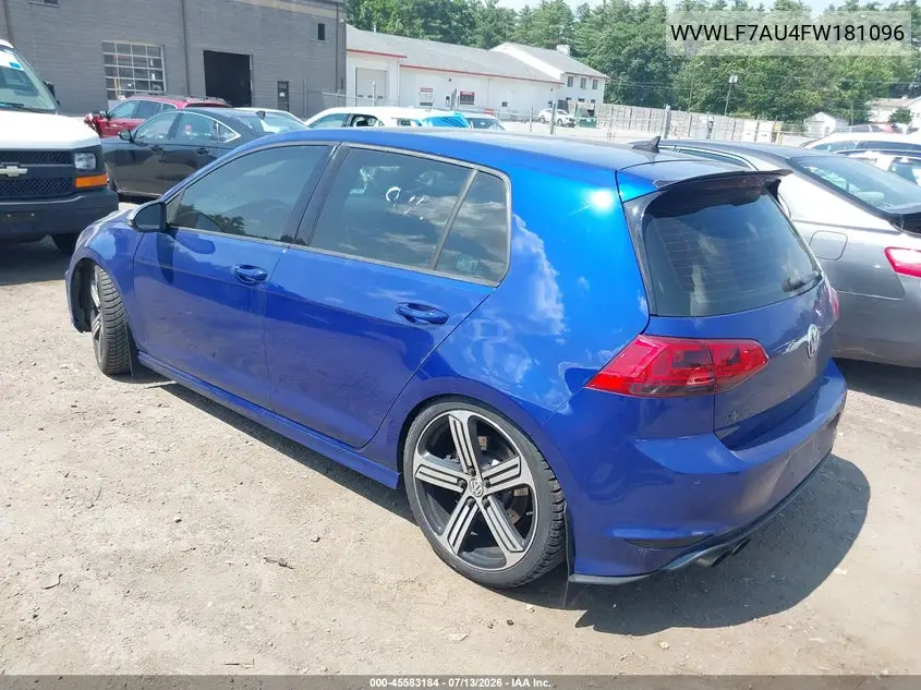 2015 Volkswagen Golf R 4-Door VIN: WVWLF7AU4FW181096 Lot: 45583184