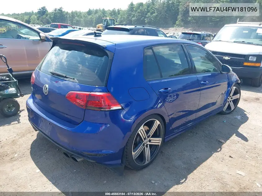 2015 Volkswagen Golf R 4-Door VIN: WVWLF7AU4FW181096 Lot: 45583184