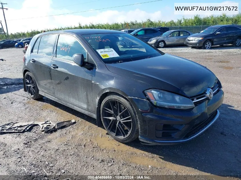 2016 Volkswagen Golf R 4-Door VIN: WVWUF7AU1GW217672 Lot: 40486669