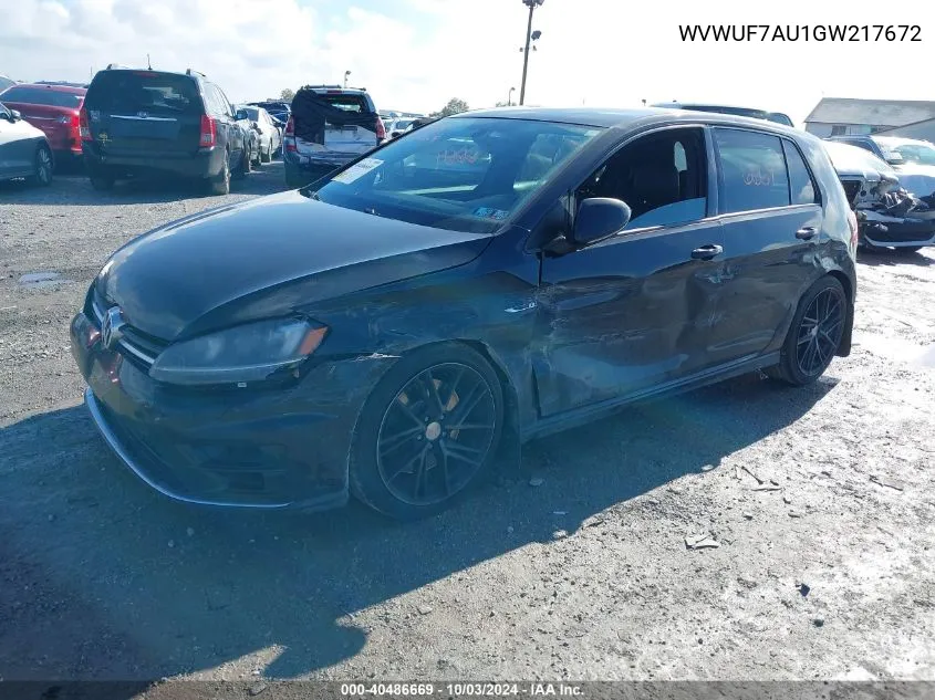 2016 Volkswagen Golf R 4-Door VIN: WVWUF7AU1GW217672 Lot: 40486669