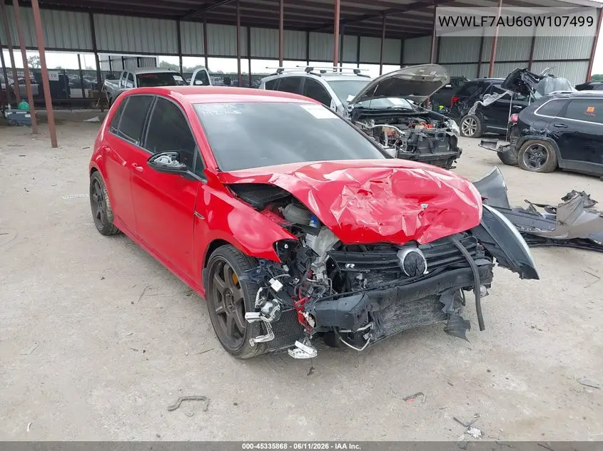 2016 Volkswagen Golf R 4-Door VIN: WVWLF7AU6GW107499 Lot: 45335868