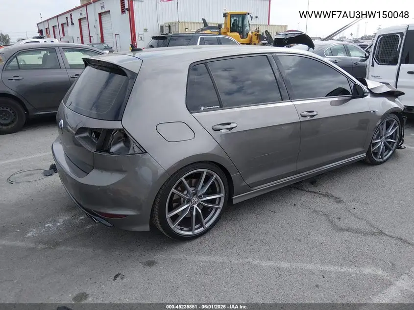 2017 Volkswagen Golf R 4-Door W/Dcc Navigation VIN: WVWWF7AU3HW150048 Lot: 45235851