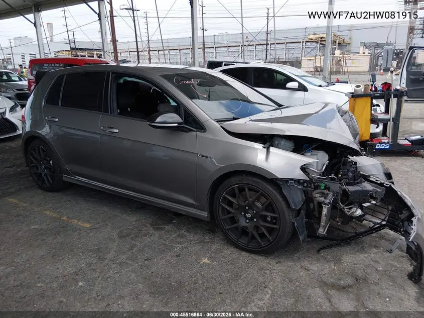 2017 Volkswagen Golf R 4-Door W/Dcc Navigation VIN: WVWVF7AU2HW081915 Lot: 45516864