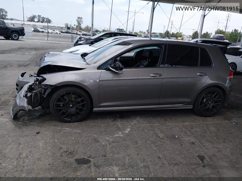 2017 Volkswagen Golf R 4-Door W/Dcc Navigation VIN: WVWVF7AU2HW081915 Lot: 45516864