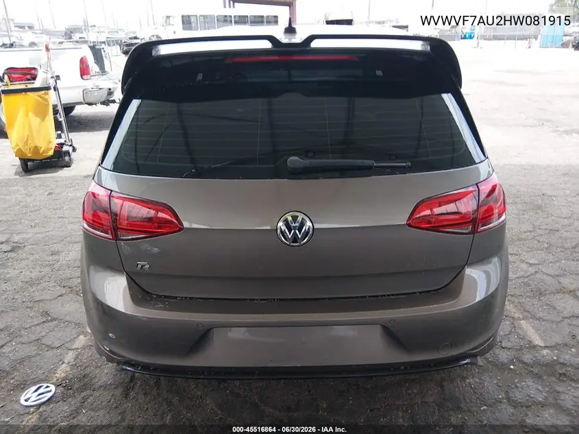 2017 Volkswagen Golf R 4-Door W/Dcc Navigation VIN: WVWVF7AU2HW081915 Lot: 45516864