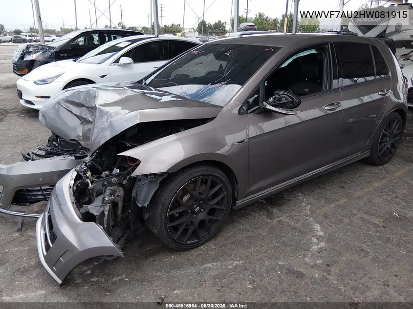 2017 Volkswagen Golf R 4-Door W/Dcc Navigation VIN: WVWVF7AU2HW081915 Lot: 45516864