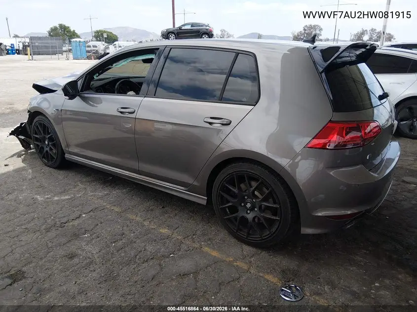 2017 Volkswagen Golf R 4-Door W/Dcc Navigation VIN: WVWVF7AU2HW081915 Lot: 45516864