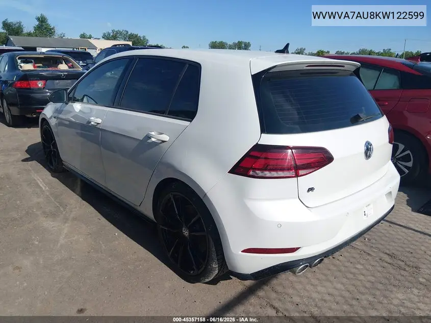 2019 Volkswagen Golf R 2.0T W/Dcc Navigation VIN: WVWVA7AU8KW122599 Lot: 45357158