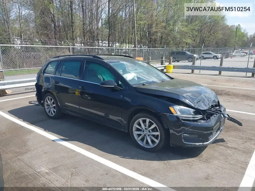 2015 Volkswagen Golf Sportwagen Tdi Se 4-Door VIN: 3VWCA7AU5FM510254 Lot: 44751056