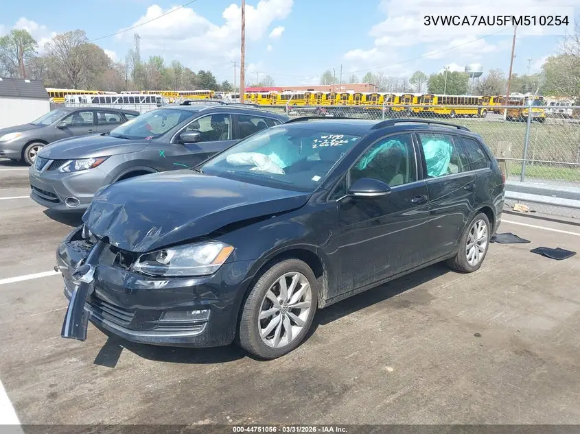 2015 Volkswagen Golf Sportwagen Tdi Se 4-Door VIN: 3VWCA7AU5FM510254 Lot: 44751056