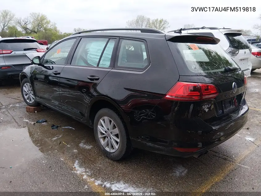 2015 Volkswagen Golf Sportwagen Tsi S 4-Door VIN: 3VWC17AU4FM519818 Lot: 44843515