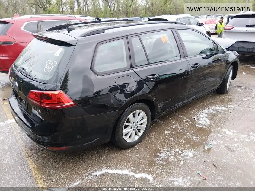 2015 Volkswagen Golf Sportwagen Tsi S 4-Door VIN: 3VWC17AU4FM519818 Lot: 44843515