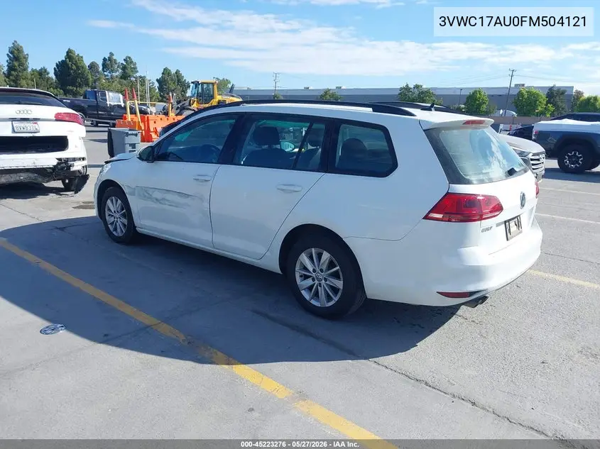 2015 Volkswagen Golf Sportwagen Tsi S 4-Door VIN: 3VWC17AU0FM504121 Lot: 45223276
