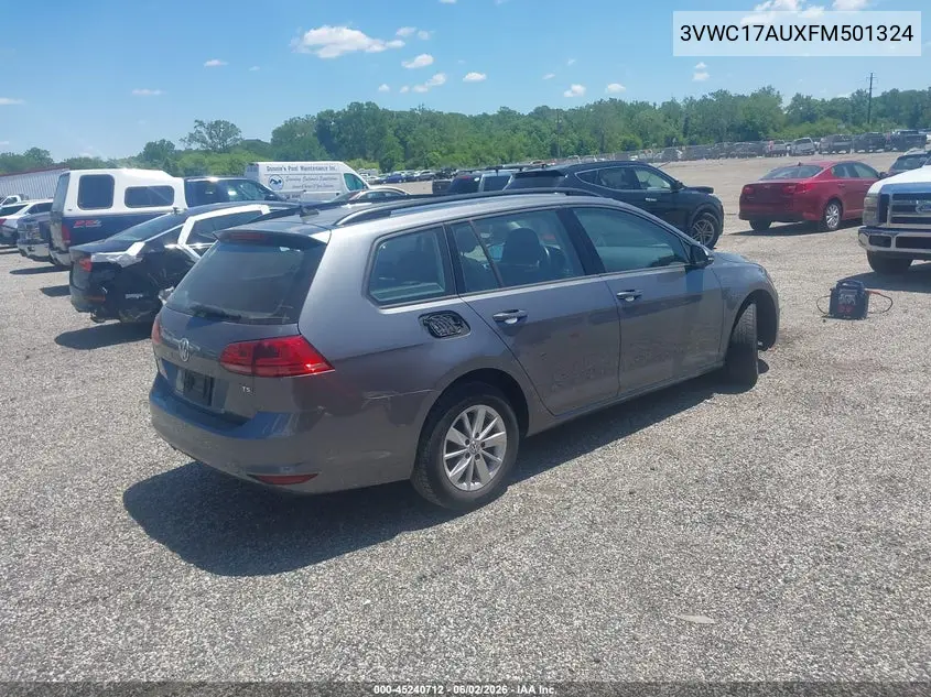 2015 Volkswagen Golf Sportwagen Tsi S 4-Door VIN: 3VWC17AUXFM501324 Lot: 45240712