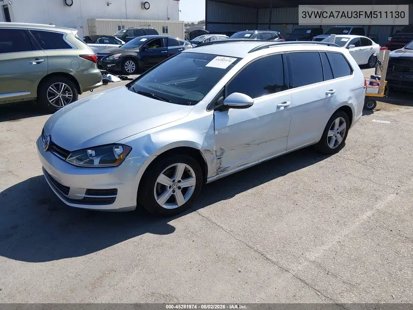 2015 Volkswagen Golf Sportwagen Tdi S 4-Door VIN: 3VWCA7AU3FM511130 Lot: 45281974
