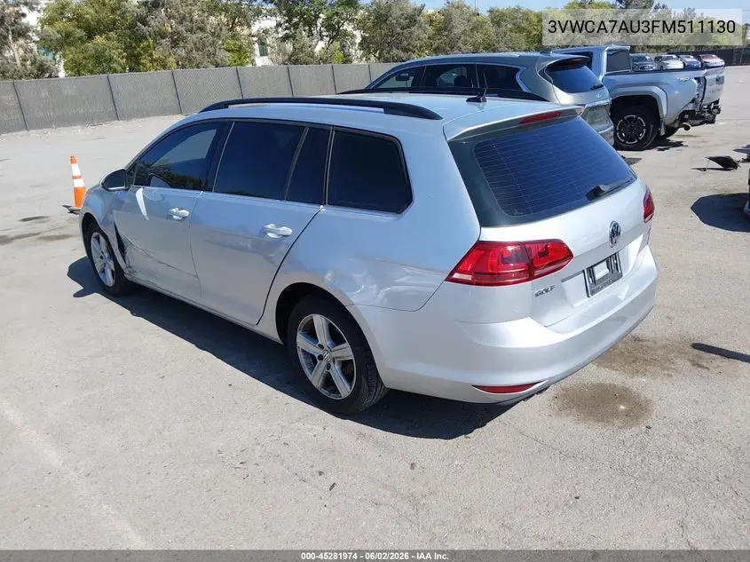 2015 Volkswagen Golf Sportwagen Tdi S 4-Door VIN: 3VWCA7AU3FM511130 Lot: 45281974