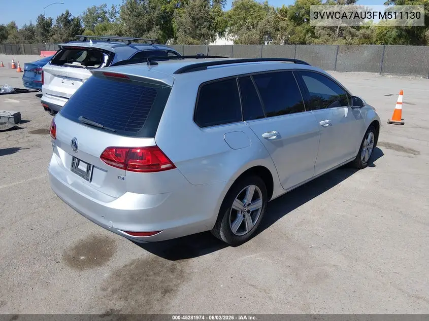2015 Volkswagen Golf Sportwagen Tdi S 4-Door VIN: 3VWCA7AU3FM511130 Lot: 45281974