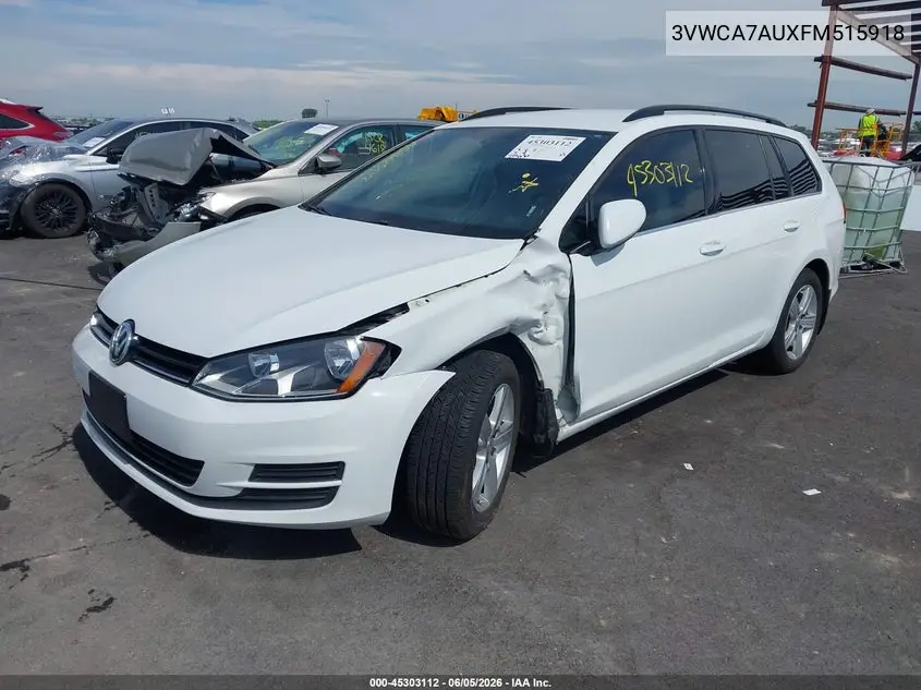 2015 Volkswagen Golf Sportwagen Tdi S 4-Door VIN: 3VWCA7AUXFM515918 Lot: 45303112