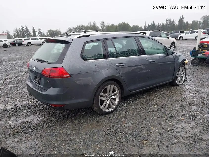 2015 Volkswagen Golf Sportwagen Tsi Sel 4-Door VIN: 3VWC17AU1FM507142 Lot: 45323144