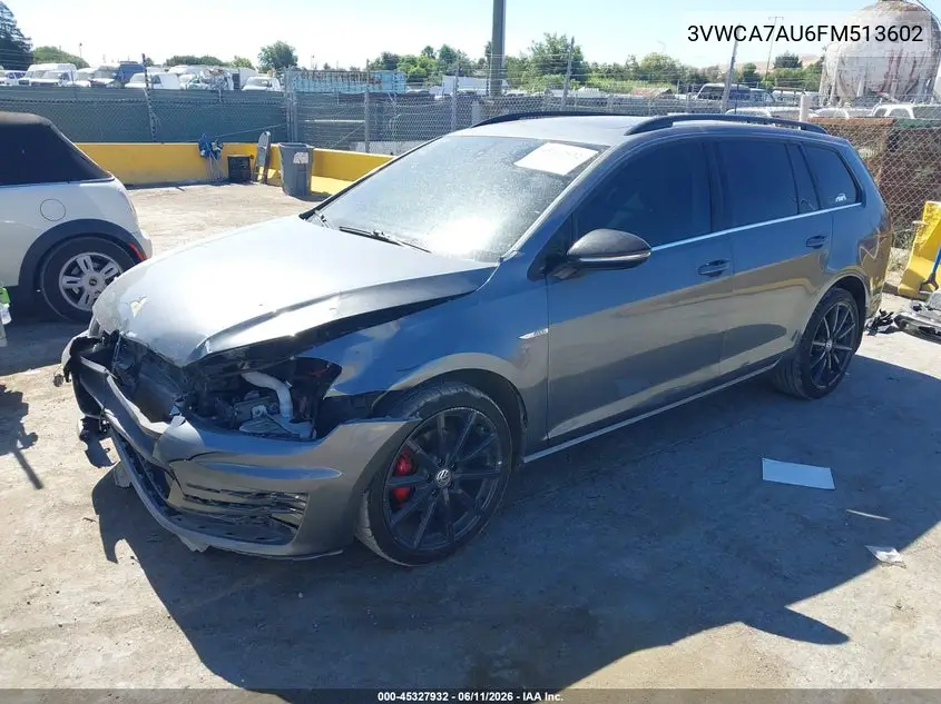 2015 Volkswagen Golf Sportwagen Tdi Se 4-Door VIN: 3VWCA7AU6FM513602 Lot: 45327932