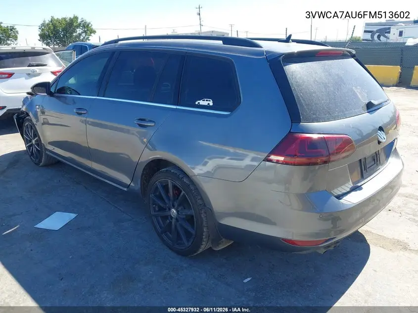 2015 Volkswagen Golf Sportwagen Tdi Se 4-Door VIN: 3VWCA7AU6FM513602 Lot: 45327932