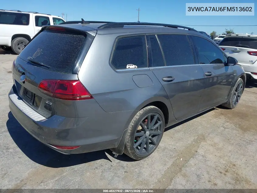 2015 Volkswagen Golf Sportwagen Tdi Se 4-Door VIN: 3VWCA7AU6FM513602 Lot: 45327932