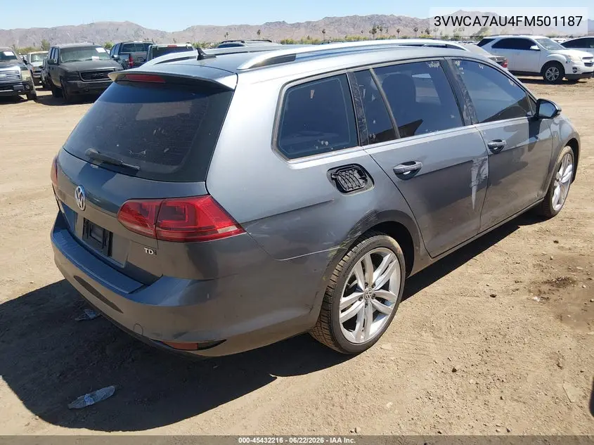 2015 Volkswagen Golf Sportwagen Tdi Sel 4-Door VIN: 3VWCA7AU4FM501187 Lot: 45432216