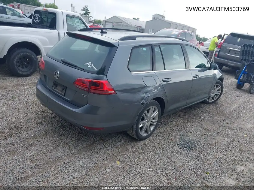 2015 Volkswagen Golf Sportwagen Tdi Se 4-Door VIN: 3VWCA7AU3FM503769 Lot: 45511239