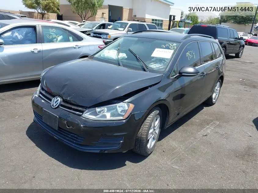 2015 Volkswagen Golf Sportwagen Tdi S 4-Door VIN: 3VWCA7AU6FM514443 Lot: 45619824