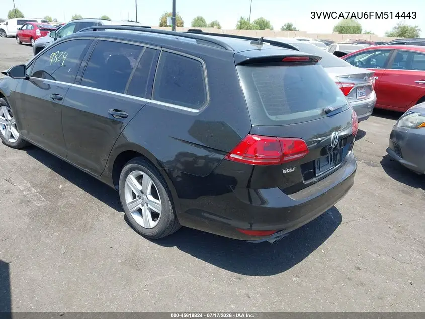 2015 Volkswagen Golf Sportwagen Tdi S 4-Door VIN: 3VWCA7AU6FM514443 Lot: 45619824