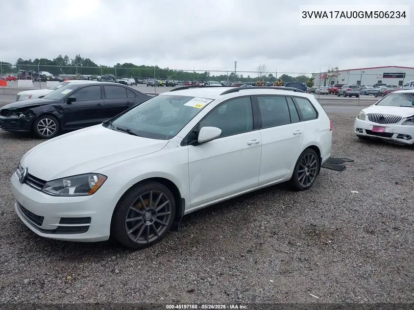 2016 Volkswagen Golf Sportwagen Tsi S 4-Door VIN: 3VWA17AU0GM506234 Lot: 45197168