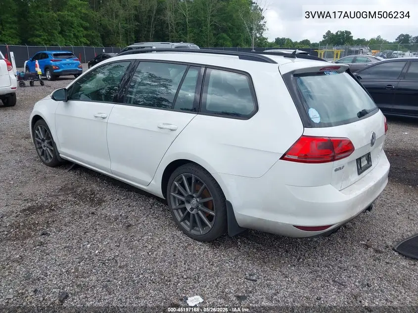 2016 Volkswagen Golf Sportwagen Tsi S 4-Door VIN: 3VWA17AU0GM506234 Lot: 45197168