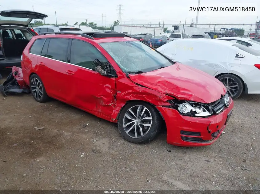 2016 Volkswagen Golf Sportwagen Tsi Limited Edition VIN: 3VWC17AUXGM518450 Lot: 45290268