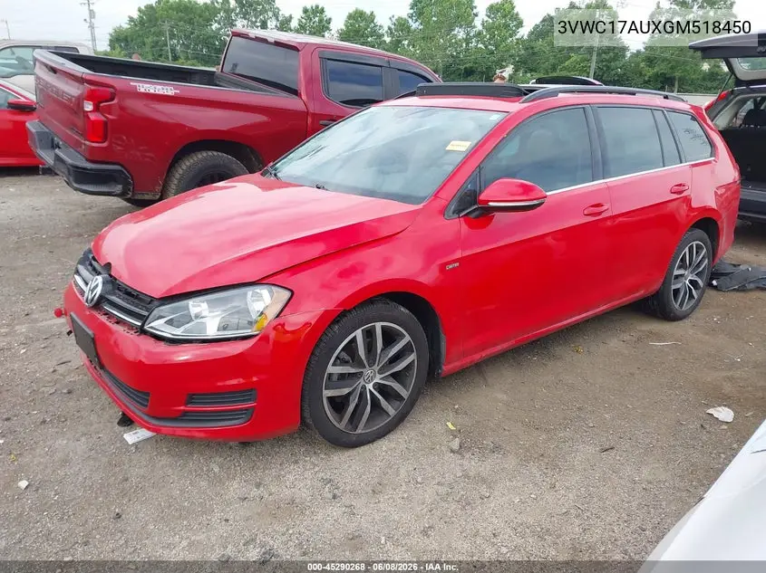 2016 Volkswagen Golf Sportwagen Tsi Limited Edition VIN: 3VWC17AUXGM518450 Lot: 45290268