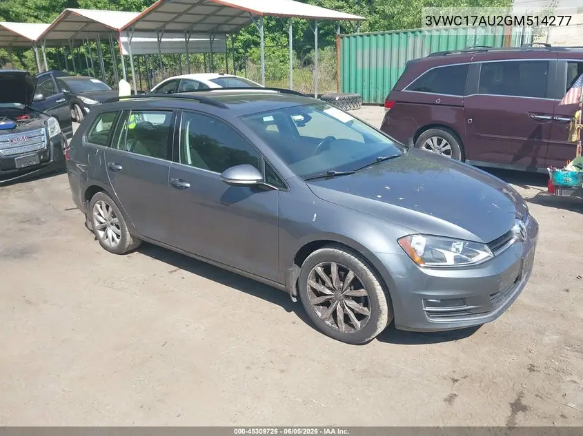 2016 Volkswagen Golf Sportwagen Tsi Se 4-Door VIN: 3VWC17AU2GM514277 Lot: 45309726