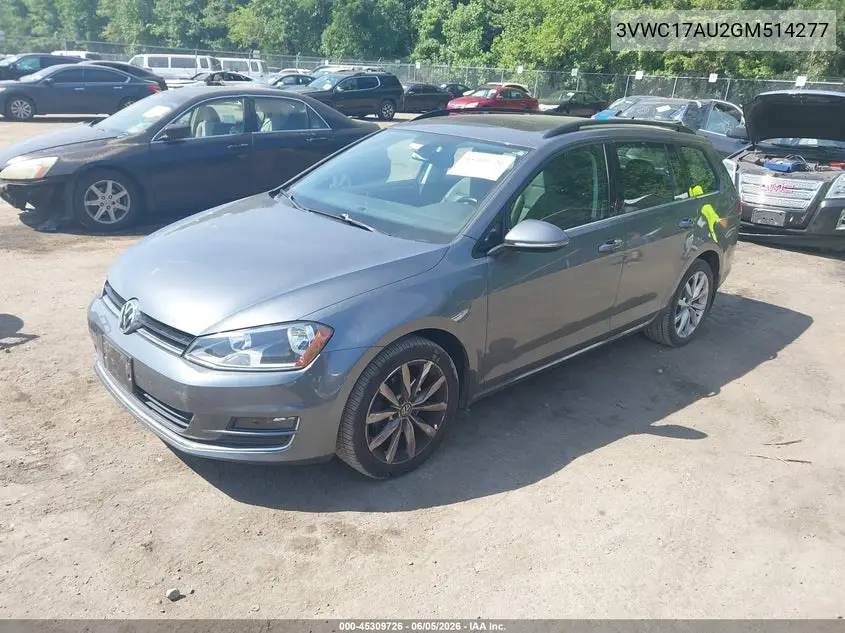 2016 Volkswagen Golf Sportwagen Tsi Se 4-Door VIN: 3VWC17AU2GM514277 Lot: 45309726